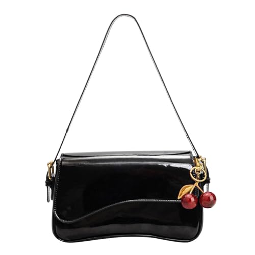 Image of Shoulder Bags for Women Y2K Purse Trendy Cherry Hobo Handbags Vegan Leather Clutch Saddle Bag with 2 Removable Strap