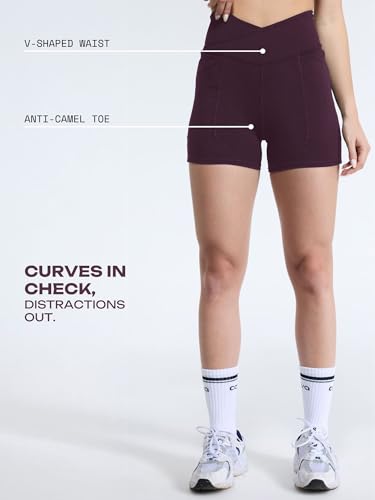 Image of CAVA Hourglass Workout Shorts - High Waist Sculpting Gym Shorts with V-Waist, Booty Lift Seam, Anti-Camel Toe Gusset & Side Pockets