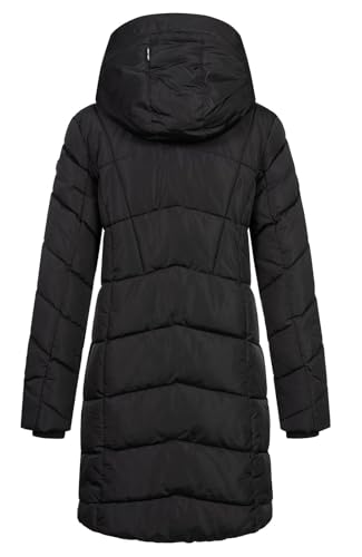NEW VIEW Damen Winterjacke Steppmantel mit Kapuze L60314FC03 Schwarz (Black) XL