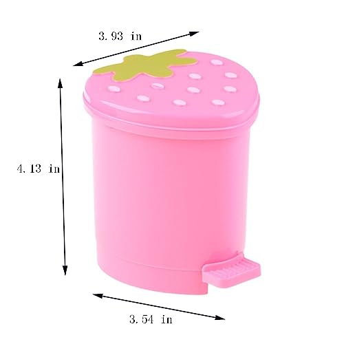 Image of Leadigol Strawberry Desk Bin Kawaii Mini Home Desktop Bin Pink Dustbin Garbage Container Reusable Cute Trash Can for Bedroom, Home