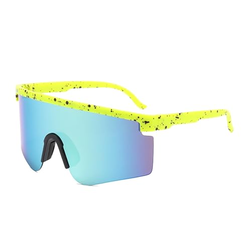RTESDCN Gafas de sol de ciclismo a prueba de viento, deportivas, con protección UV400, unisex, for exteriores, correr, senderismo y lentes irrompibles.(YELLOW MOTTLING/YELLOW)