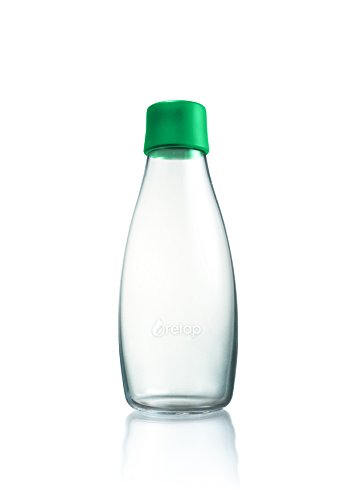 Retap ApS 0.5 Litre Medium Borosilicate Glass Water Bottle, Strong Green