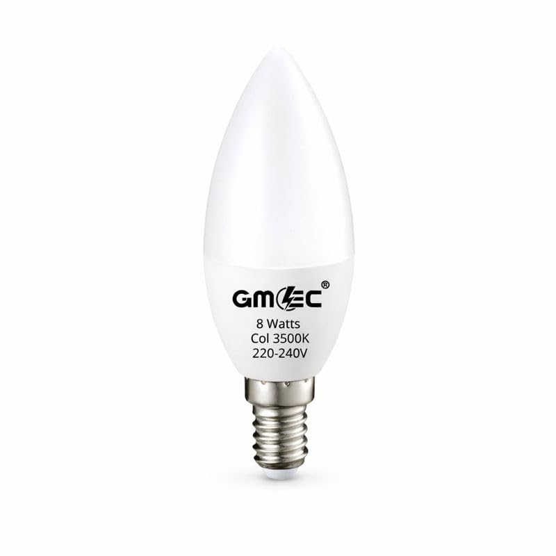 GMEC E14 LED Candle Bulb 8W Warm White 3500K – Small Screw E14 SES LED Light Bulb – Energy Saving Candle LED Bulb for Lamps & Chandeliers -1 Pack