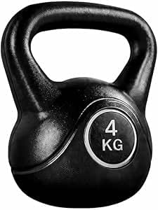 Black Kettlebell Strength Training Equipment for Home and Gym Workout Full Body Fitness Cardio and Muscle Building (4kg)