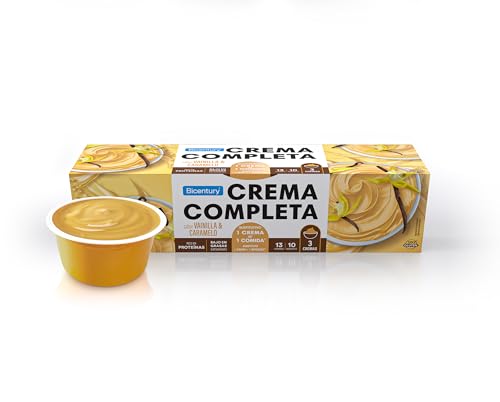 Bicentury Copa de Crema Completa Sustitutiva de Comida Sabor Vainilla, Rico en Proteínas, Bajo en Grasas, Una crema equivale a una comida completa, Pack de 3 Unidades x 210 g