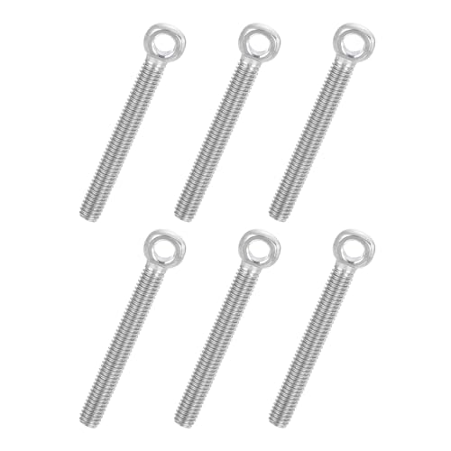 PATIKIL 6 Pz M6x50mm Bullone Ad Anello Oscillante Con Spalla 304 Acciaio Inox Metrico Filettatura Completa Anello A Occhiello Fisheye Foro Scorrimento Bullone Di Sollevamento Argentato