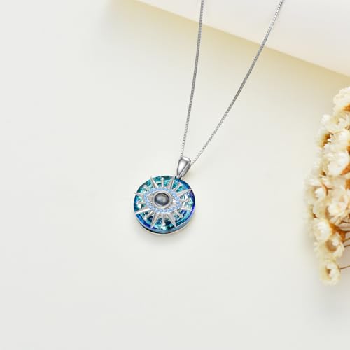 Evil Eye Necklace for Women Moonstone Evil Eye Amulet Pendant 925 Sterling Silver Suitable for Birthdays and Halloween Suitable for Men and Women 5