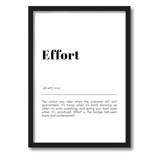 Image of ArtAction Effort Wall Frame Poster | Office Word Art Motivation for Study Room & Workspace | A4 Size | Framed Motivational Typography Poster | Gift for Students & Office Walls