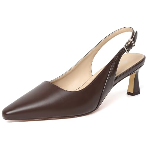 Image of Mostrin Kitten Heels for Women Slingback Pointed Closed Toe Heels Women's Pumps Shoes for Wedding, Party, Commuting