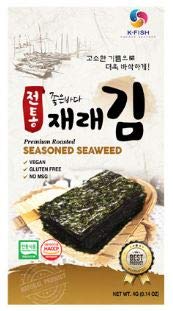 [K·FISH Certified] Premium Roasted Seaweed (Laver) Snack, Pack of 16, Product of Republic of KOREA