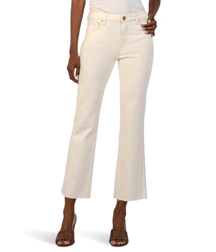 KUT from the Kloth Women's Petite Kelsey High-Rise Ankle Flare with Raw Hem in Ecru
