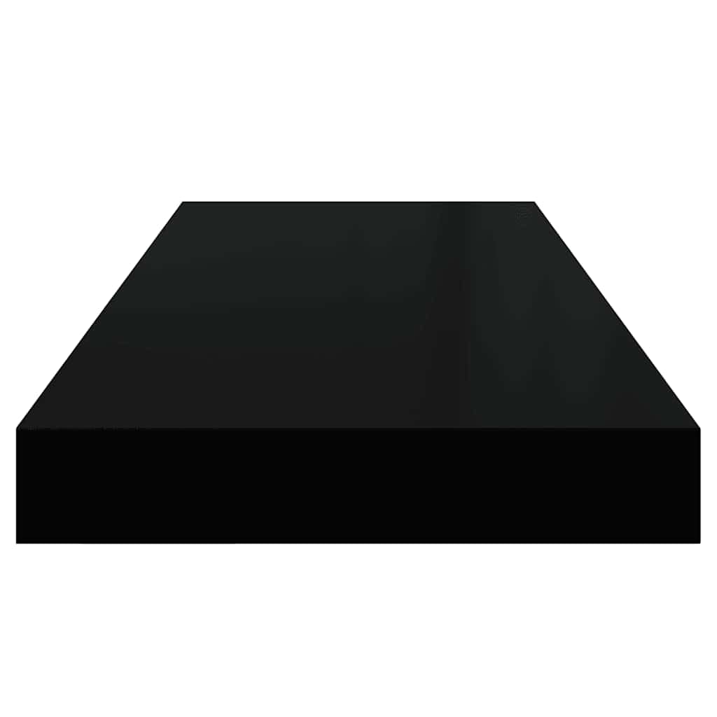 Półki wiszące, 4 szt. czarny wysoki połysk, 60 x 23,5 x 3,8 cm, płyta MDF, zestaw do montażu na ścianie, nowoczesny regał wiszący na książki, dekoracje, przedmioty kolekcjonerskie