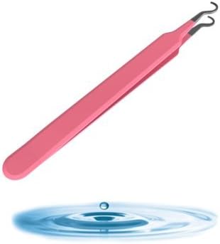 Blackhead Tweezer - Professional Curved Steel Tip Surgical Comedone & Splinter Extractor By Rapid Vitality. Ideal Blemish & Acne Remover Tool Means Flawless Facial Skin For You Today. (Pink)