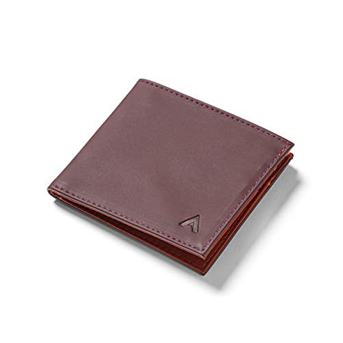 Image of Allett ID Wallet, Merlot | Leather, RFID Blocking | Slim Minimalist Bifold Wallet, Water Resistant, Durable, Thin, Front Pocket | Holds 4-12+ Cards, Cash