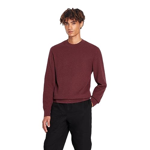 Armani Exchange Men's Cotton Solid Colored Waffle Knit Pullover Sweater