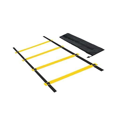 Patikil Agility Ladder 4 Rung 2M/6.6Ft With Carry Bag, Speed Training Equipment For Soccer Football Fitness Exercise, Black Yellow #TOP13