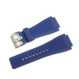 YingYou 33 Mm * 24 Mm Schwarzes Blaues Silikonkautschuk-Uhrenarmband Mit Dornschließe, Taucherharzarmband, Kompatibel Mit Der Bell Ross BR01 BR03-Uhr(Blue Silver Buckle)