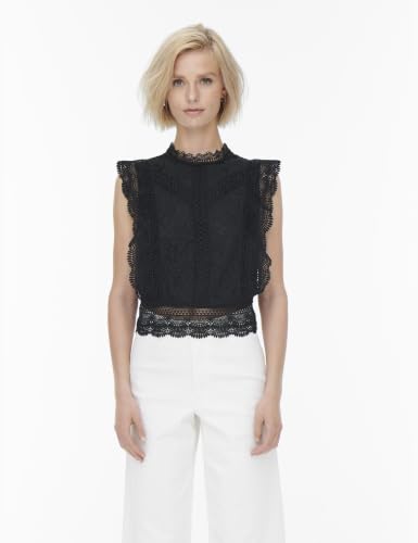 ONLY Damen Onlkaro S/L Lace Top WVN, Schwarz, XS – Ansicht 2