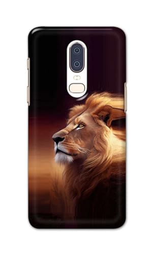 Image of PRINTFIDAA Printed Hard Back Cover Case for OnePlus 6 Back Cover (Danger Lion) -112