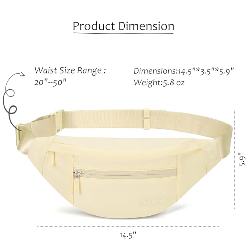Image of Large Crossbody Bag Waist Pack Sling Fanny Pack for Women Trendy Travel Essential Belt Bags with Adjustable Strap,Pale Yellow