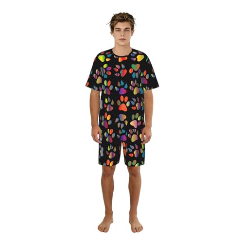 Pijama de hombre divertido con estampado de huellas de perro para momentos de relax en casa