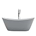 EVIVA Bella 67-Inch Acrylic Bathtub Non-Slip Deep Soaking Bathtub Freestanding Modern Soaker Deep Oval Bath Tub in Glossy White with Chrome Overflow and Middle Drain