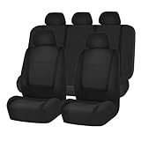 FH Group FB032115 Unique Flat Cloth Seat Covers (Black) Full Set with Gift - Universal Fit for Cars Trucks and SUVs