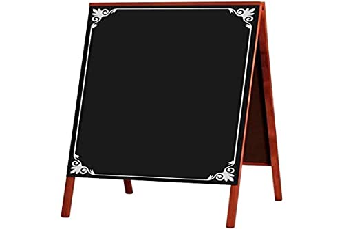 Cavalete de Calçada Negro Decorado 2, 70cm X 50cm, Mad. Pinus Mogno - Souza & Cia (Ref: 2123)