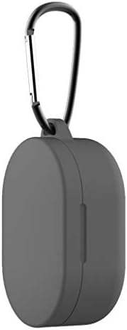 CreazyBee Compatible with Xiaomi-Redmi-Airdots Case,Soft Silicone Shockproof Protective Skin Case Cover Flexible Scratch Shock Resistant with Keychain/Strap/Earhooks (Gray)