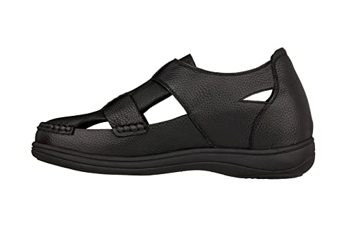 CALTO Men's Invisible Height Increasing Elevator Shoes - Black Premium Leather Lightweight Casual Fisherman Sandals - 3.2 Inches Taller - K2661 - Size 10 D(M) US3