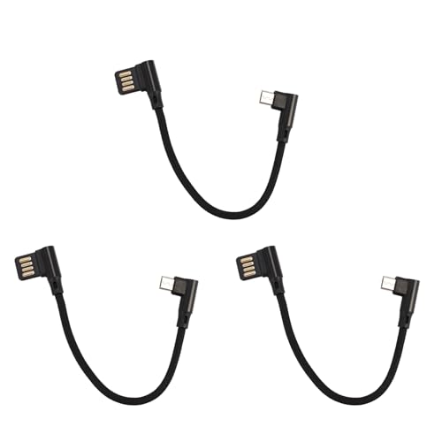 Kriccekal 3X 15CmマイクロUsb 5ピン直角から左直角90度Usb 2.0デュアルエルボーデータ充電ケーブル タブレット&電話V8用