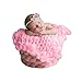 Baby Newborn Wraps Swaddle Wrap Mat Background Blanket Stretch Cushion Woven Cotton Twisted Braid Rope Posing Bean Pink