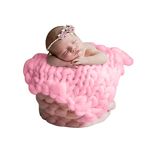 Newborn Photography Props Blankets, Braided Blanket Basket Filler Baby Photo Backdrop Rug