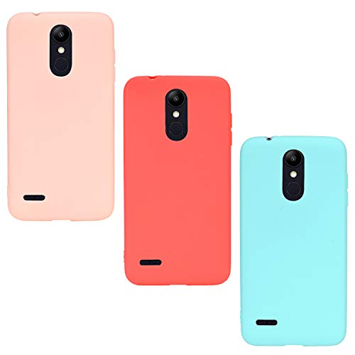 ChoosEU 3X Fundas para LG K9 / K8 2018 Silicona Design Mate Bonita Carcasas TPU Case Antigolpes Bumper Cover Protección Caso Flexible Gel - Rojo,Rosa,Verde