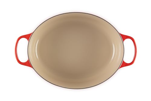 Le Creuset Signature Enamelled Cast Iron Oval Casserole Dish With Lid, 35 cm, 8.9 Litres, Cerise, 21178350602430