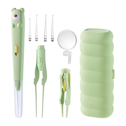 Herramienta de eliminación de para oído – Kits de limpieza LED de 7,2 pulgadas con diseño seguro para quitar cuchara, kit de limpieza de oídos | Limpiador de oídos – para niños, mujeres, niños,