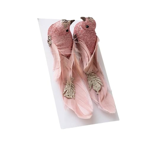 Uitndvyte Confezione da 2 uccellini decorativi piumati da appendere per albero di Natale