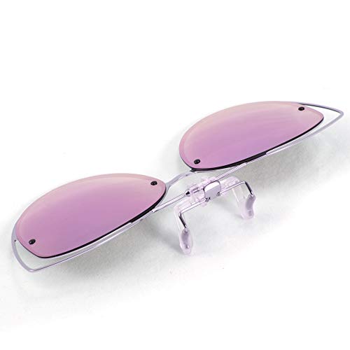 FEISEDY Polarized Cat Eye Clip On Sunglasses for Women Men, Rimless Flip Up Glasses Compatible for Prescription Eyewear B26704