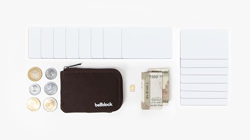 Image of Bellblock Canvas Card Holder Wallet for Man /Women | Upto 15 Cards, Folded Cash & Coins | Coin Pouch | Credit /Debit Card Holder for Men /Women | Gift for man /Woman | Mocha Black