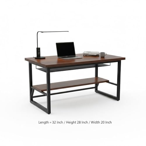 Image of Metal Office Table /Study Table /Computer Table for Home PC - Engineered Wood Modern Top Study Table for Adults /Students Office Desk for Laptop Work at Home Writing Desk (Wyatt)