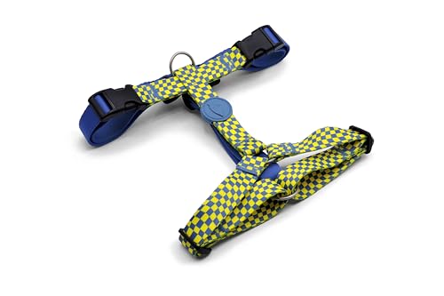 MORSO® Pettorina H regolabile in 5 punti, per cani di taglia media/grande, giallo e azzurro, tg L