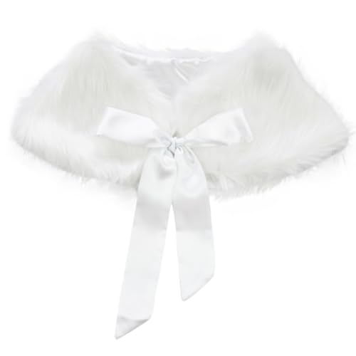 MSemis Kids Girls Fur Flower Bolero Shrug Jacket Shoulder Cape Bridesmaid Party Shawl Stole Shrug