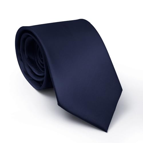 Image of Men's Classic Satin 3.15 inch Soild Color Necktie Wedding Business Tie & Gift Box