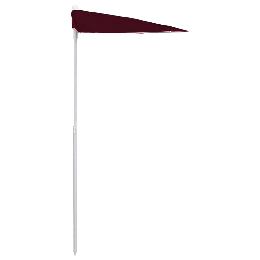 vidaXL Półokrągły parasol ogrodowy na słupku, 180x90 cm, bordowy