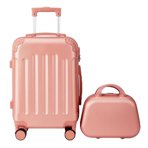 LALAHO Valise Cabine avec Renforts d'angle, Set de 2 Valises avec Vanity Case, Petite Valise Rigide en ABS, Bagage Cabine/Soute (Or Rose)