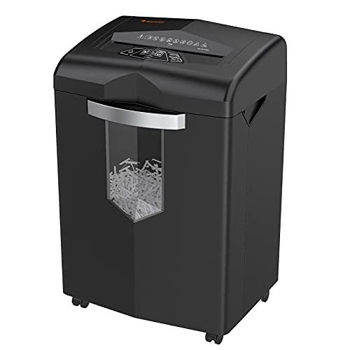 Bonsaii Paper Shredder for Office, 24-Sheet 60-Minute Cross Cut Shredder for Heavy Duty with 4 Casters, High Security Shreds Credit Cards/Staples/Clips Mail Shredder, 7 Gallons Pullout Basket(C144-D)