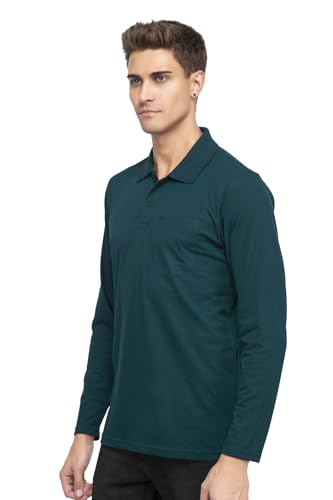 Image of Polo Full Sleeve t Shirt for Men Cotton with Pocket and Collar - Regular Fit Tshirt