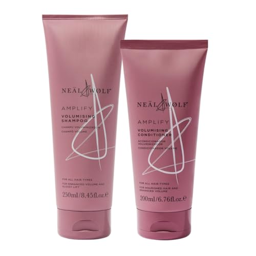 Neal & Wolf Amplify Volumising Shampoo (250ml) & Conditioner (200ml) Duo Set Weightless Volume for Fine Flat Hair Professional Salon Haircare Pack