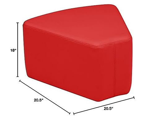 Image of Sprogs 12 inch H Structured Wedge Stool -Flexible Modular Collaborative Soft Seating for Office, Home, Lounge and School Classrooms with Durable Frame & Set of 6 inch Legs Add-on -Red