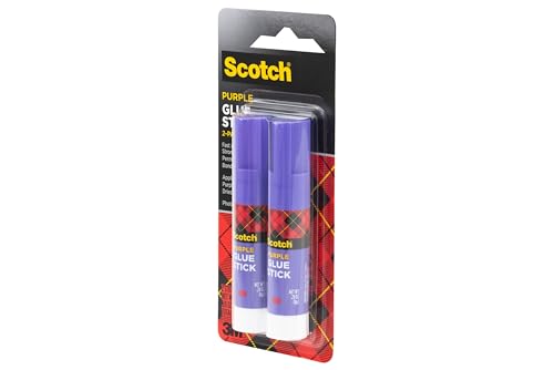 Image of Scotch Purple Glue Stick 6108-2N - .28 Ounce, Acid-Free, Non-Toxic, Dries Clear, Ideal for Paper and Fabric Projects, 2-Pack